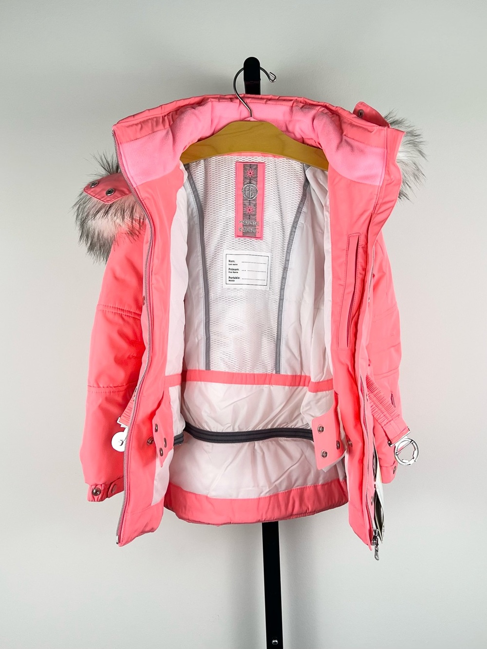 Poivre Blanc Girls Ski Jacket and Overall/Bib Ski Pants Set, Punch Pink, Size 7 - Picture 12 of 14